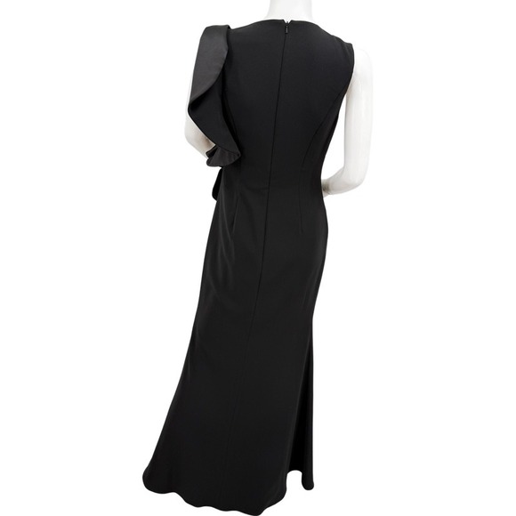 CARMEN MARC VALVO Infusion Black Ruffle Dress Size 2 Prom Elegant Formal Gown - Picture 5 of 16